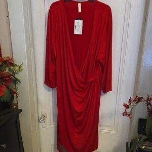 Elegant Red Draped Dress
